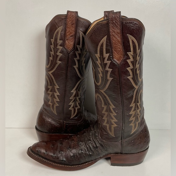 Rios Of Mercedes Tobacco Brown Ostrich Cowboy Boots Men’s 8.5 B | Women’s 9.5 - Picture 9 of 16
